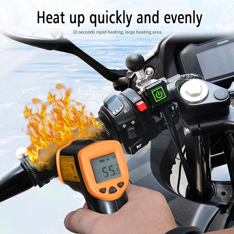 OXWIND Heated Motorcycle Grips Covers, IP67 Waterproof Winter Motorcycle Gear, Heated Grips for 12V ATV Motorcycle Hand Grip with Temperature Adjustable & Fast Heating - Image 2